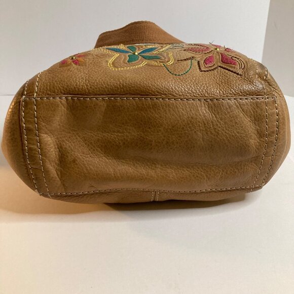 Vintage Fossil Floral BOHO Leather Shoulder Tote Western Hippie Vibe 11 x 15" - Picture 6 of 13